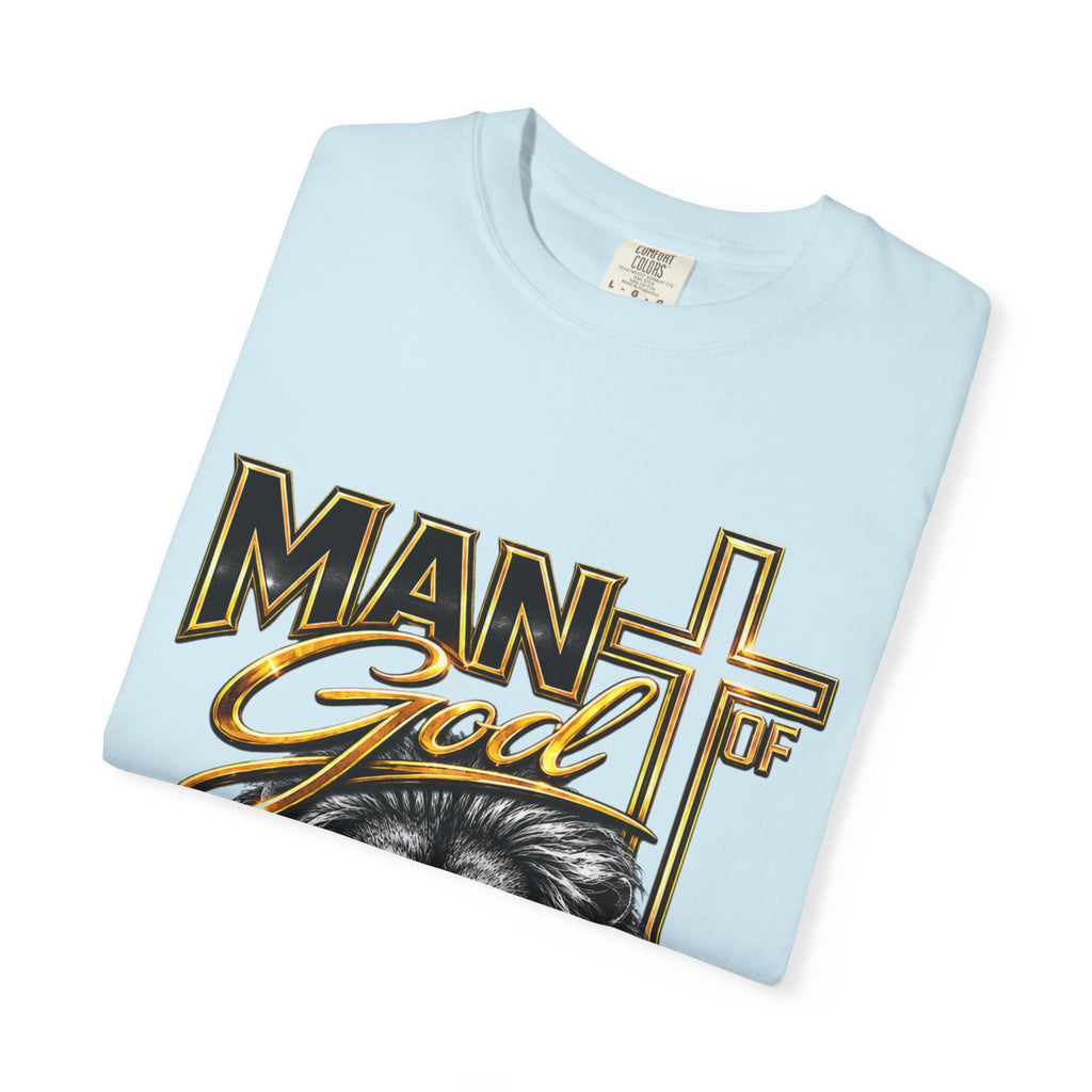 Man of God Lion T-Shirt — Christian Faith Cross Tee (Protector, Leader, Father)