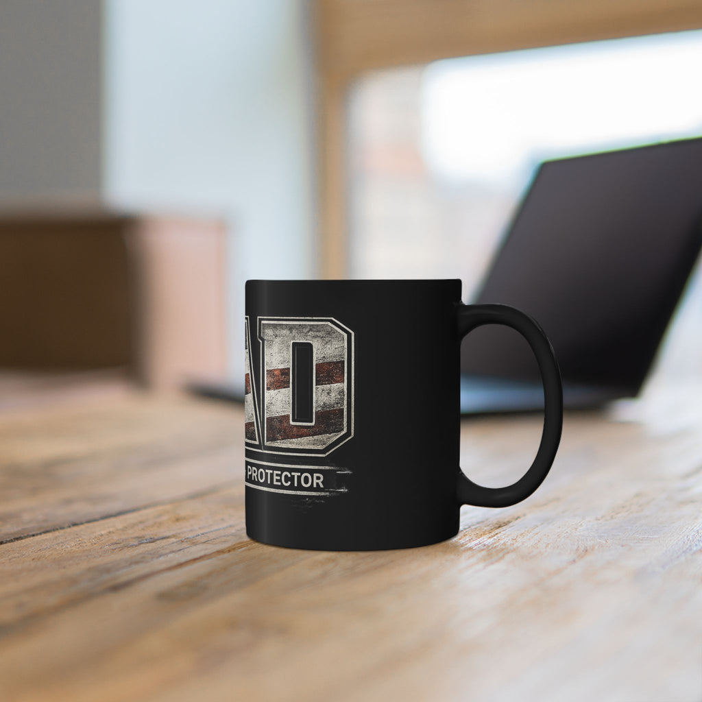 Dad Patriotic Black Mug — "Dad: Husband • Hero • Protector" Coffee Cup (11oz/15oz)
