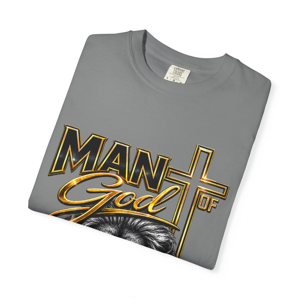 Man of God Lion T-Shirt — Christian Faith Cross Tee (Protector, Leader, Father)