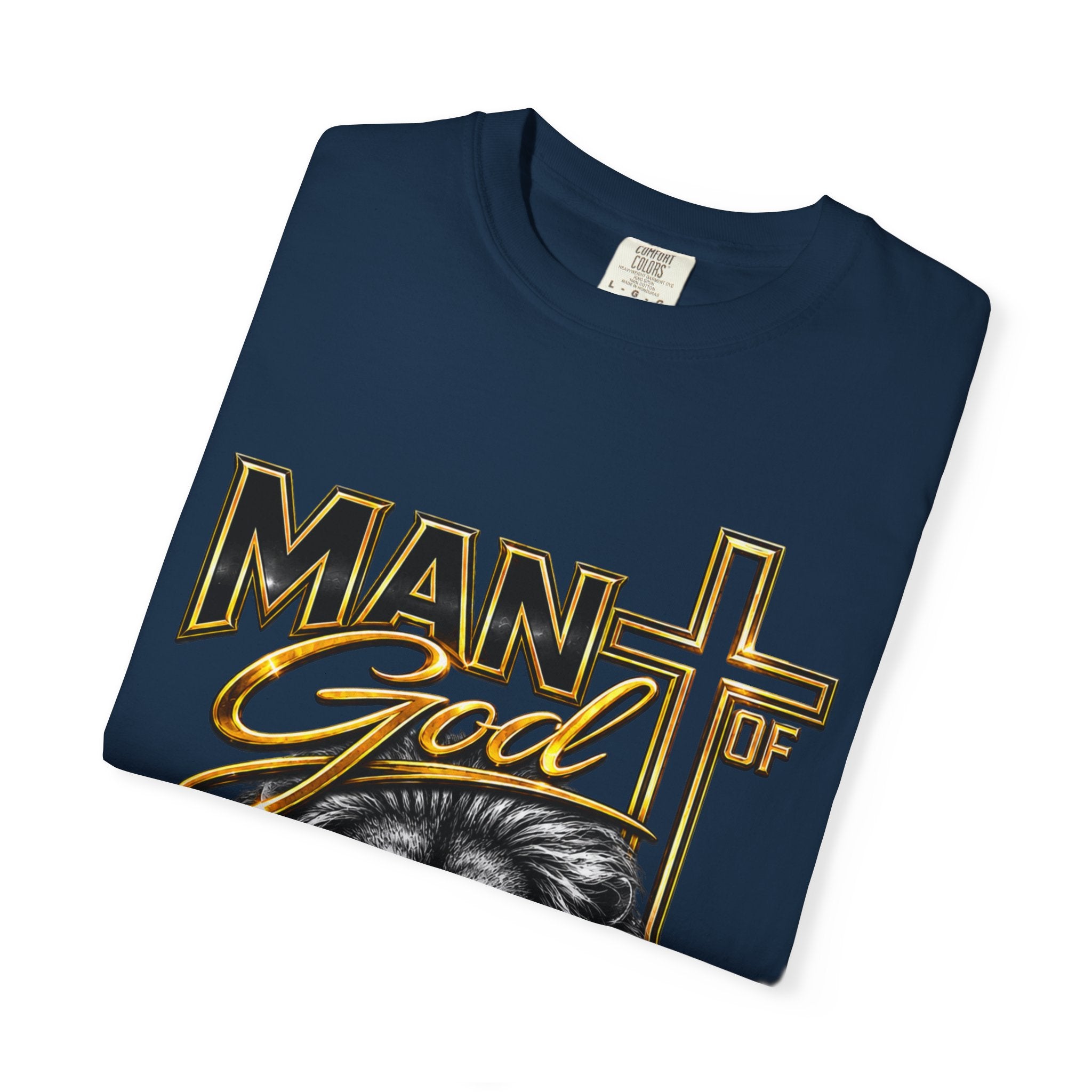 Man of God Lion T-Shirt — Christian Faith Cross Tee (Protector, Leader, Father)
