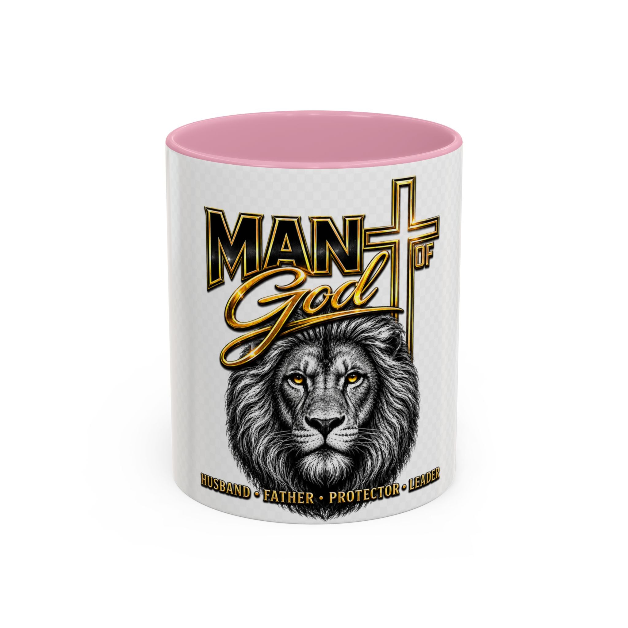 Man of God Lion Cross Mug — Christian Inspirational Coffee Cup (11oz/15oz)