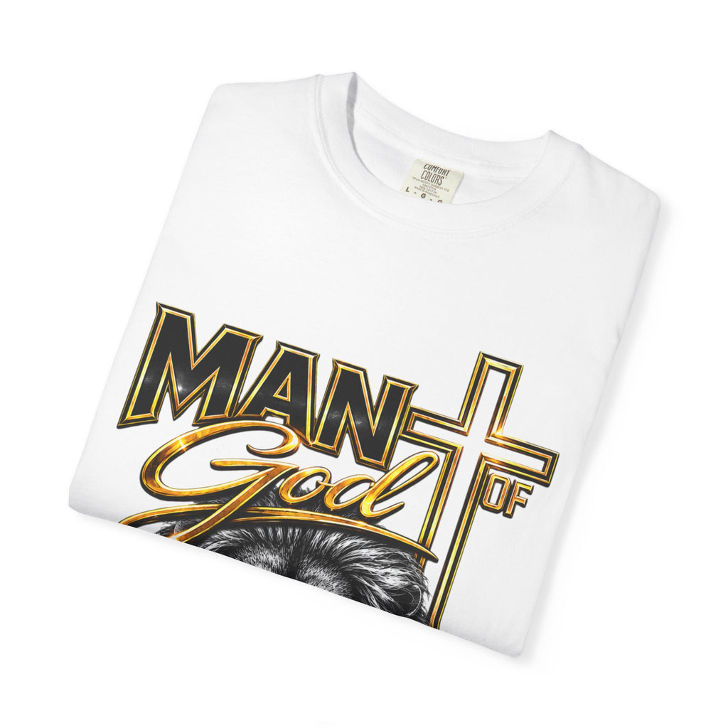 Man of God Lion T-Shirt — Christian Faith Cross Tee (Protector, Leader, Father)