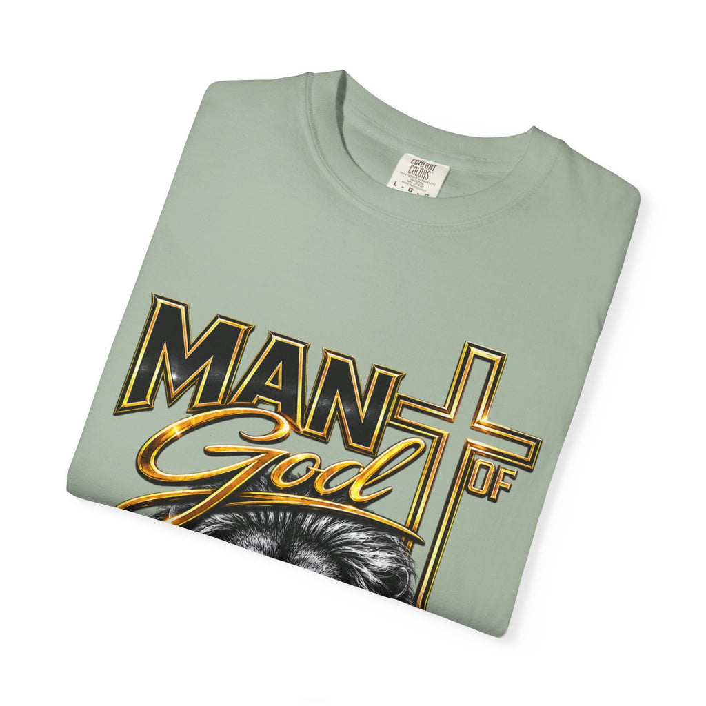 Man of God Lion T-Shirt — Christian Faith Cross Tee (Protector, Leader, Father)