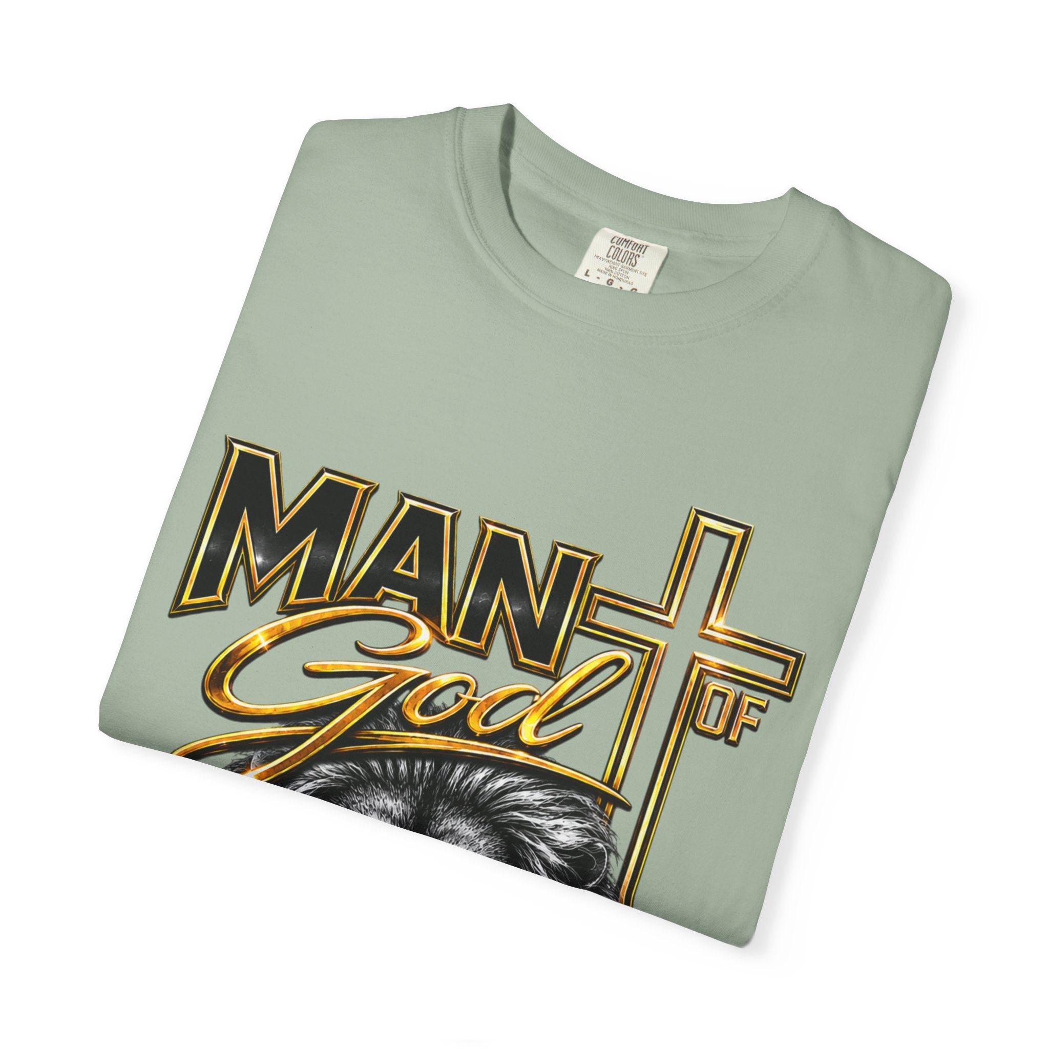 Man of God Lion T-Shirt — Christian Faith Cross Tee (Protector, Leader, Father)