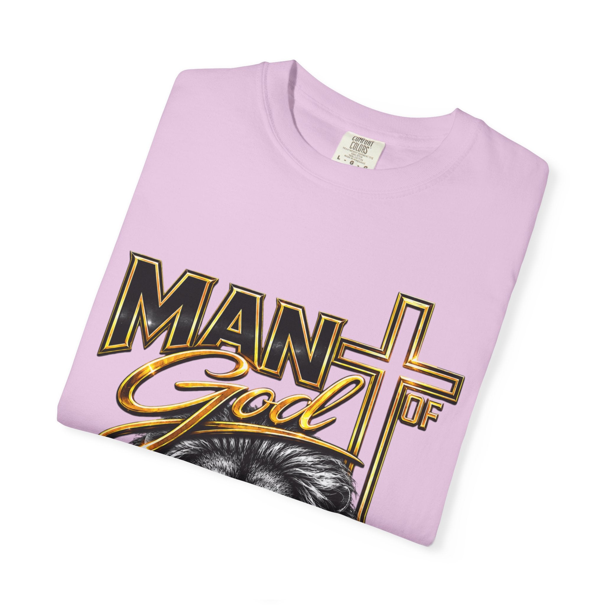 Man of God Lion T-Shirt — Christian Faith Cross Tee (Protector, Leader, Father)