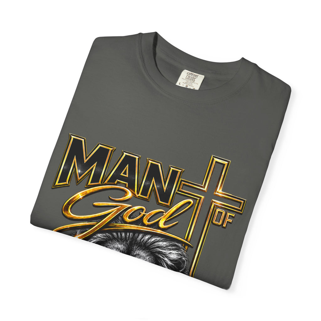 Man of God Lion T-Shirt — Christian Faith Cross Tee (Protector, Leader, Father)