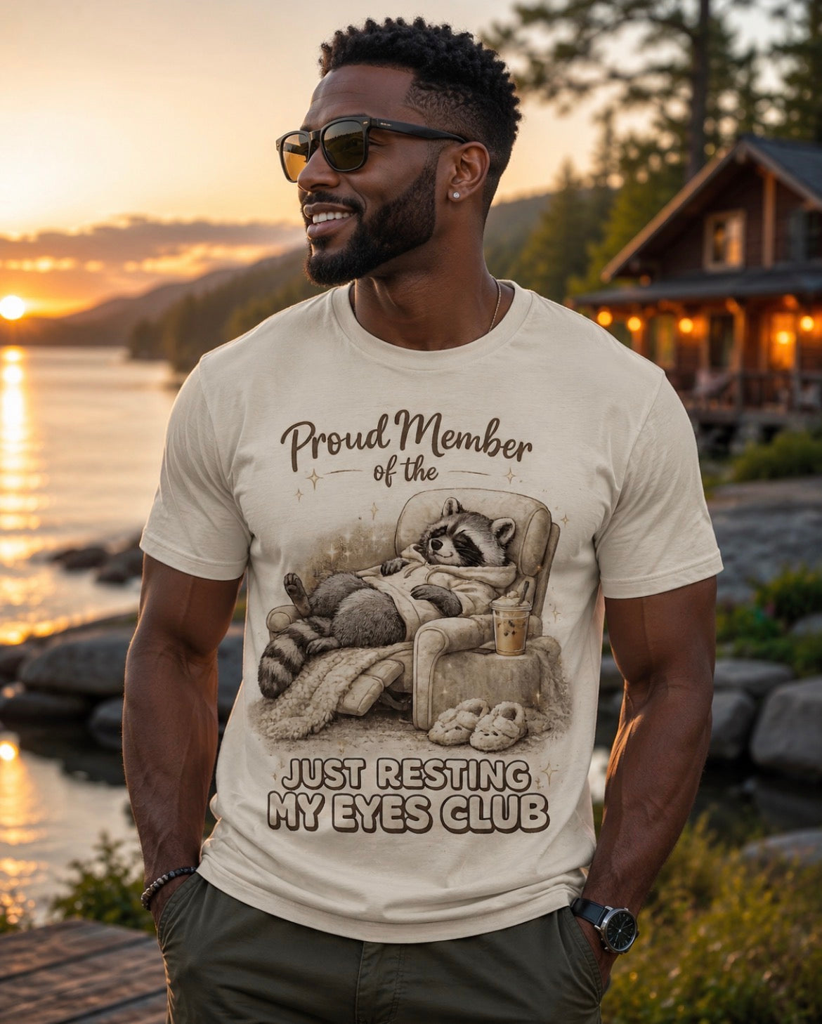 T-Shirt — "Proud Member of the Just Resting My Eyes Club" Racoon Novelty Tee