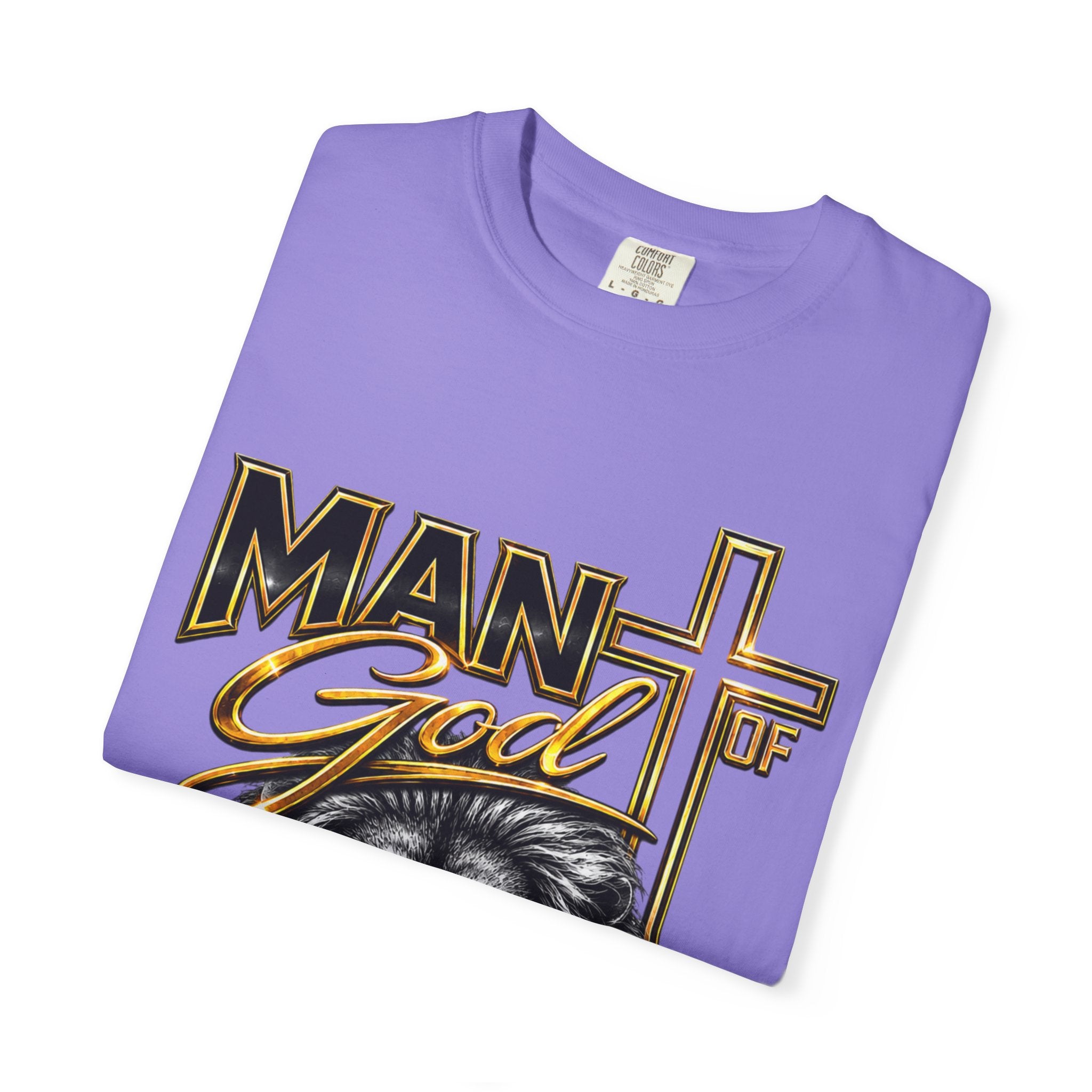 Man of God Lion T-Shirt — Christian Faith Cross Tee (Protector, Leader, Father)