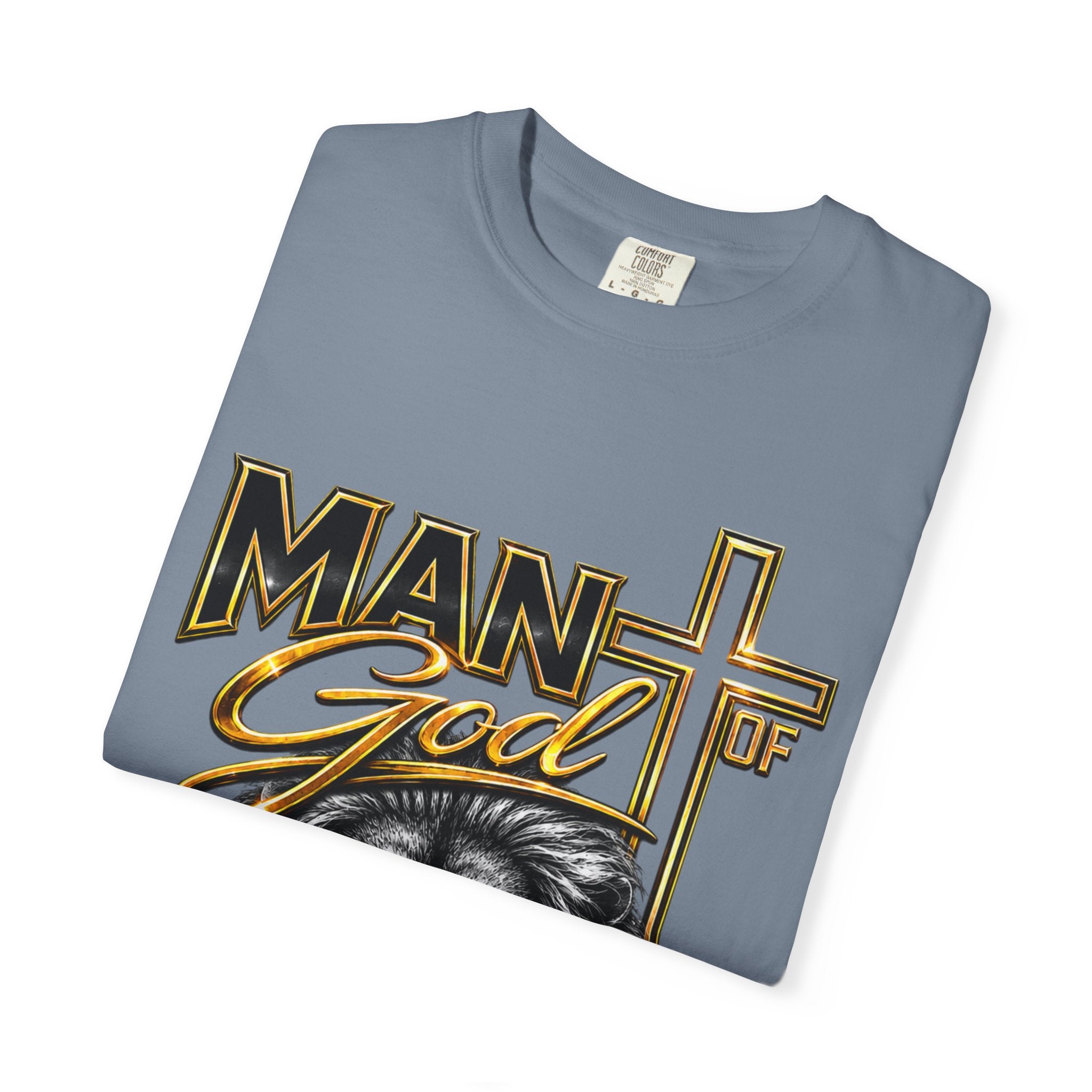 Man of God Lion T-Shirt — Christian Faith Cross Tee (Protector, Leader, Father)
