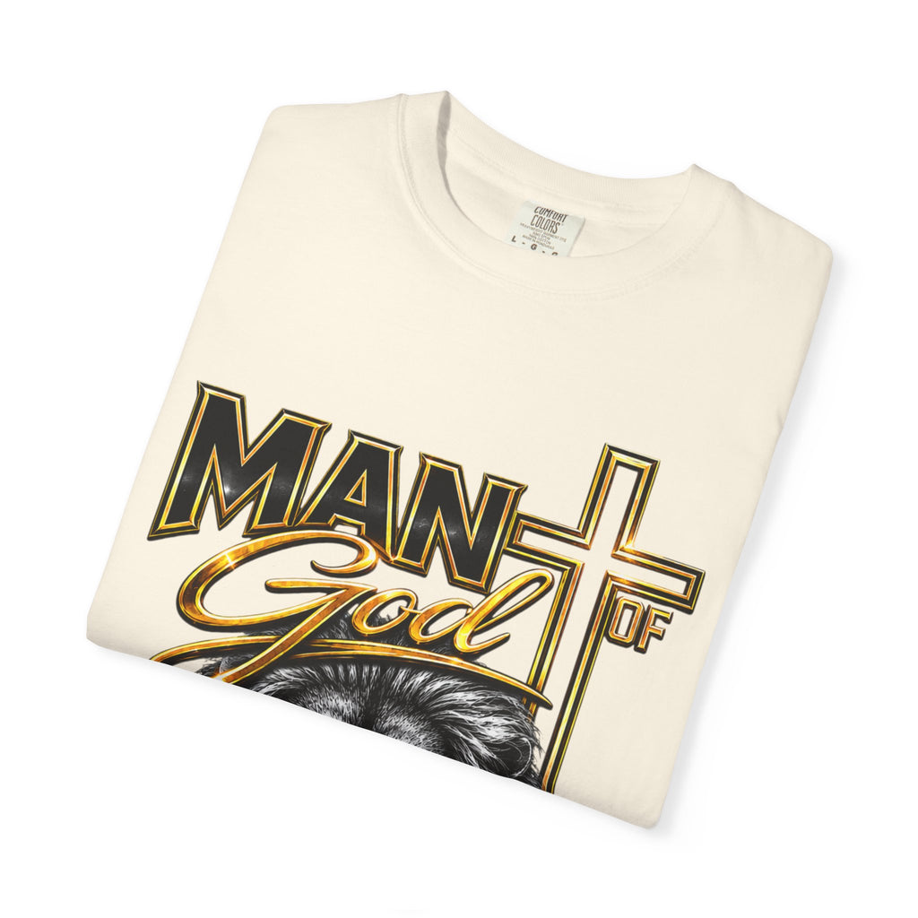 Man of God Lion T-Shirt — Christian Faith Cross Tee (Protector, Leader, Father)