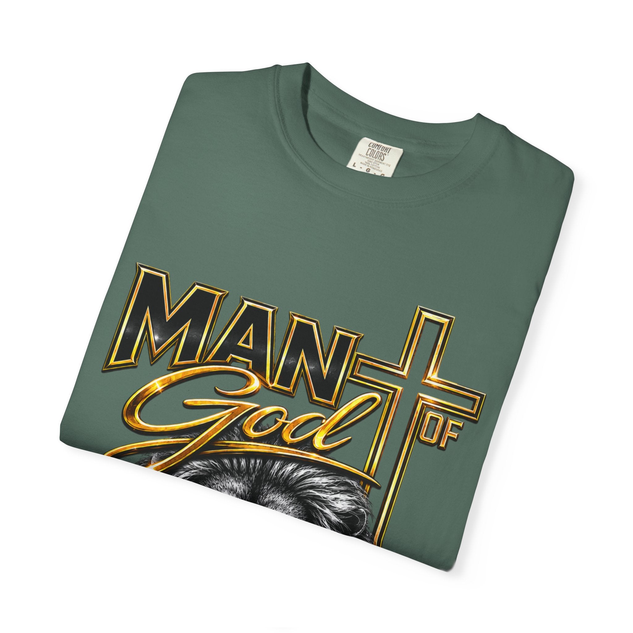 Man of God Lion T-Shirt — Christian Faith Cross Tee (Protector, Leader, Father)