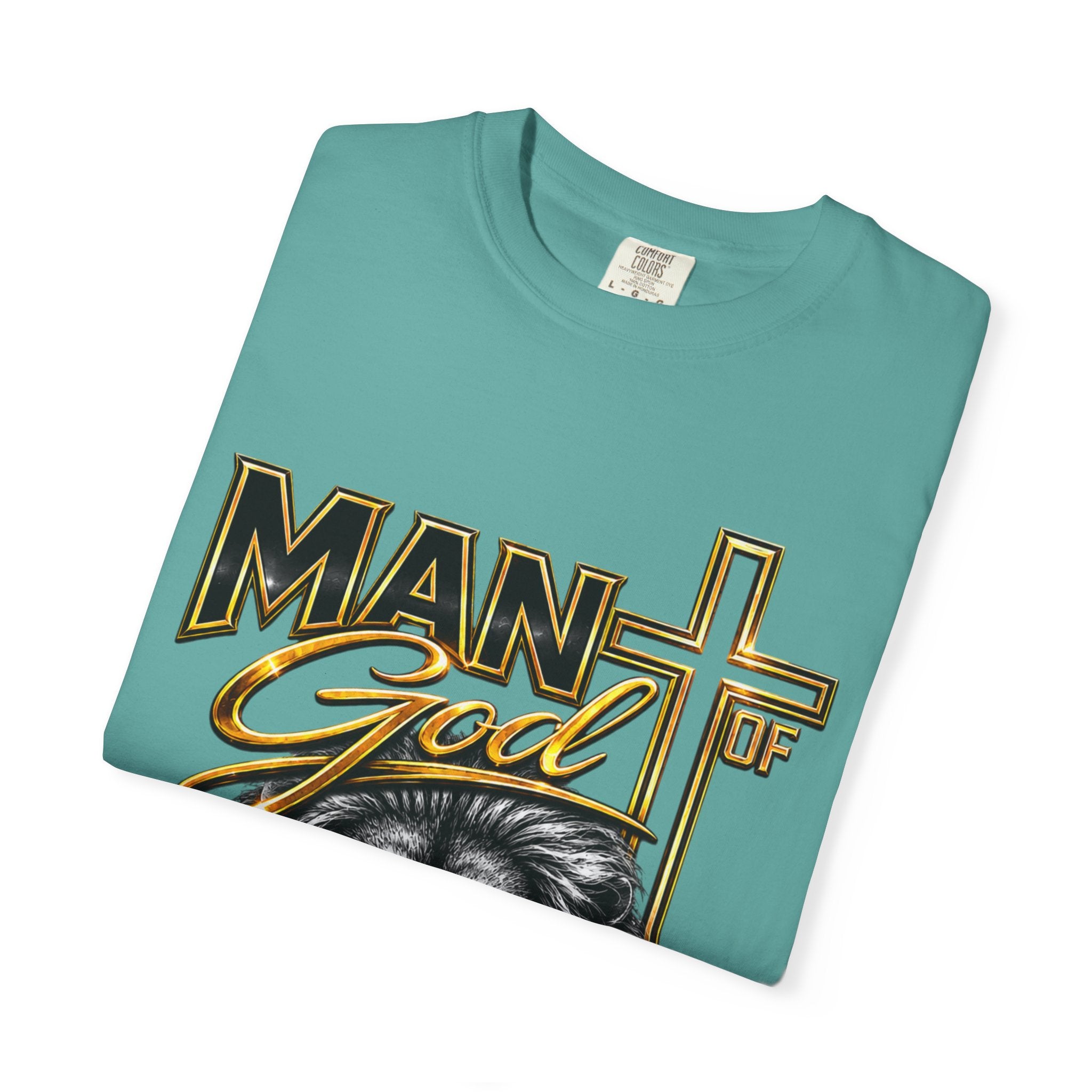 Man of God Lion T-Shirt — Christian Faith Cross Tee (Protector, Leader, Father)