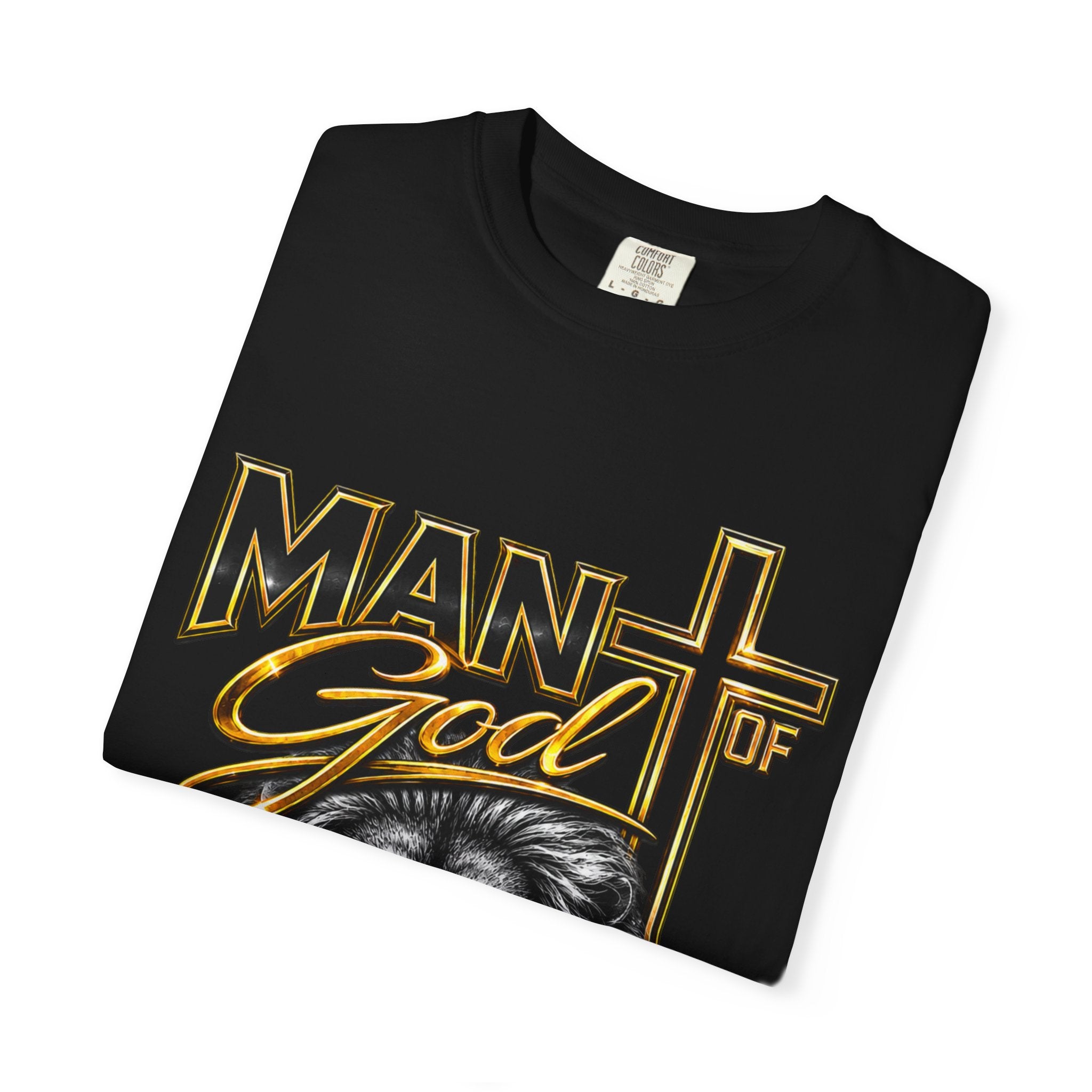 Man of God Lion T-Shirt — Christian Faith Cross Tee (Protector, Leader, Father)