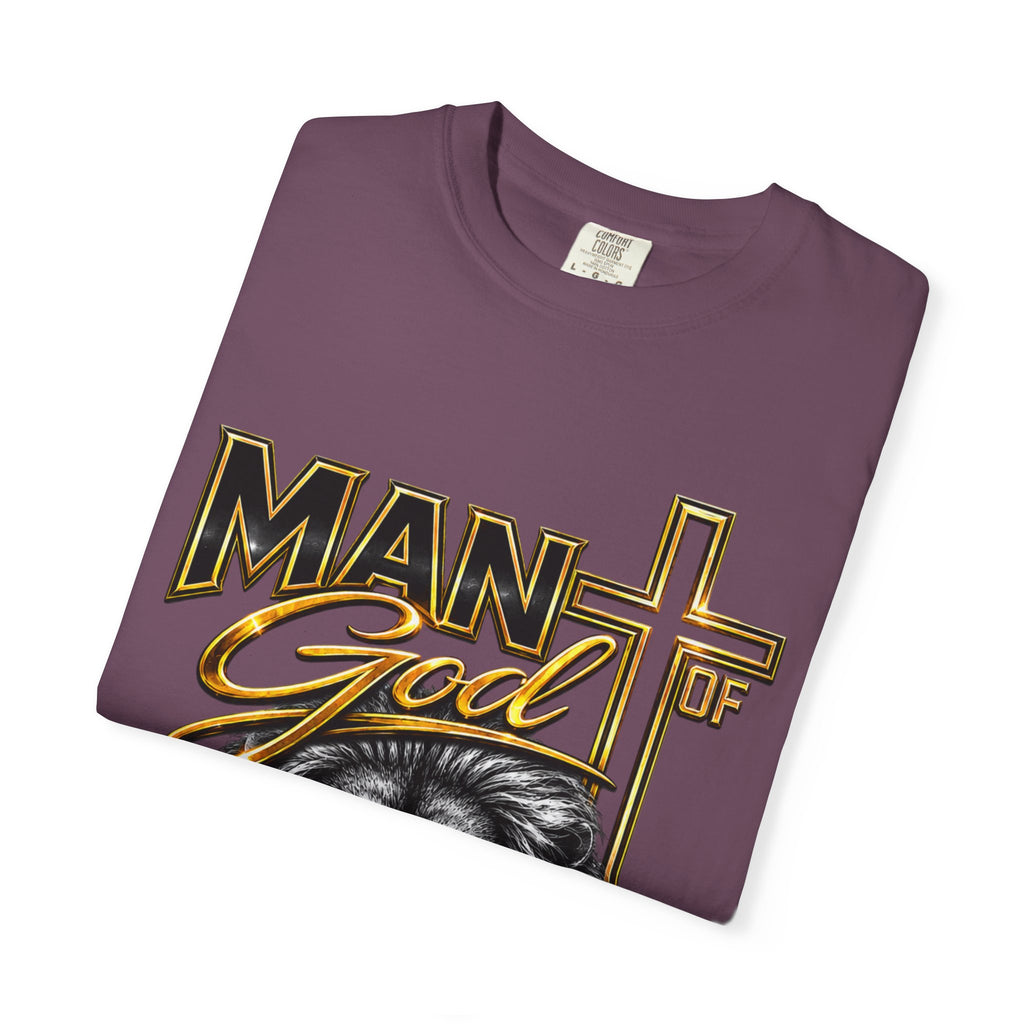 Man of God Lion T-Shirt — Christian Faith Cross Tee (Protector, Leader, Father)